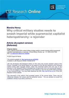 Why Critical Military Studies Needs to Smash Imperial White Supremacist Capitalist Heteropatriarchy: a Rejoinder