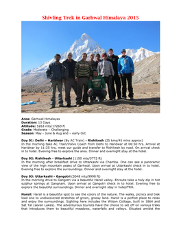 Shivling Trek in Garhwal Himalaya 2015
