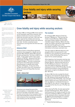 Crew Fatality and Injury While Securing Anchors