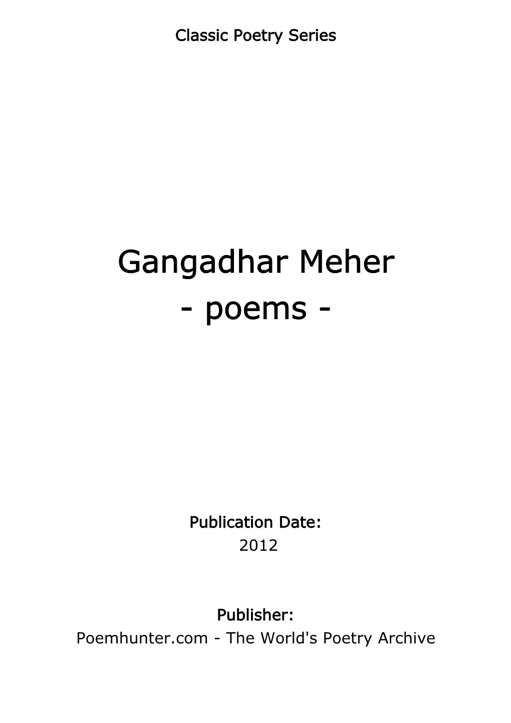 Gangadhar Meher - Poems