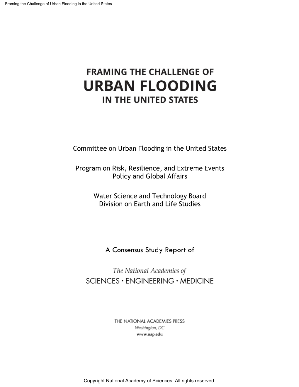 Framing the Challenge of Urban Flooding in the United States