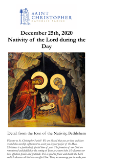 December 25Th, 2020 Nativity of the Lord During the Day