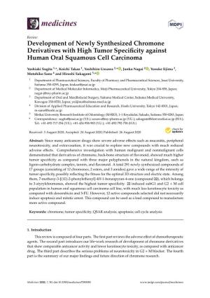 Development of Newly Synthesized Chromone Derivatives with High Tumor Speciﬁcity Against Human Oral Squamous Cell Carcinoma