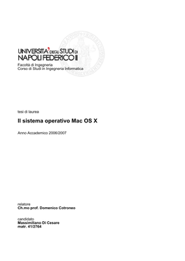 Il Sistema Operativo Mac OS X