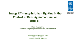 Energy Efficiency in Urban Lighting in the Context of Paris Agreement Under UNFCCC