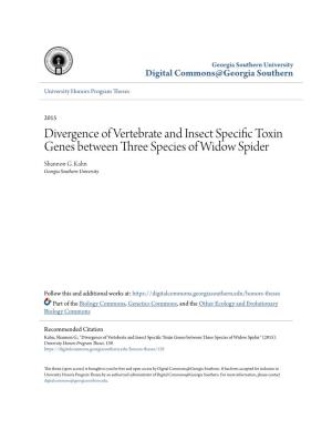 Divergence of Vertebrate and Insect Specific Toxin Genes Between Three Species of Widow Spider