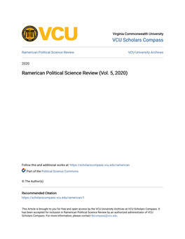 Ramerican Political Science Review VCU University Archives