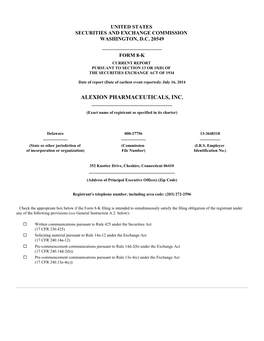 ALEXION PHARMACEUTICALS, INC. ------(Exact Name of Registrant As Specified in Its Charter)