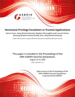Horizontal Privilege Escalation in Trusted Applications