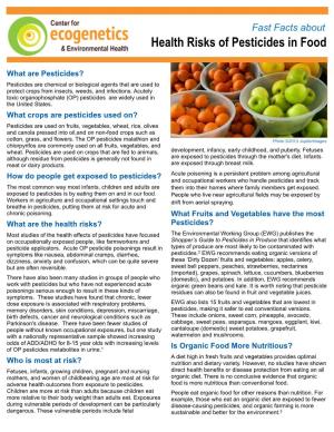 Health Risks of Pesticides in Food