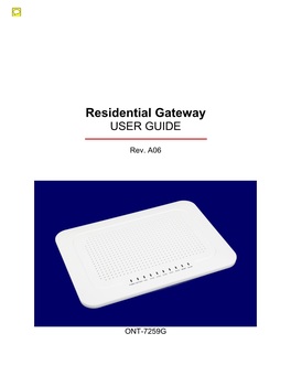 Residential Gateway USER GUIDE