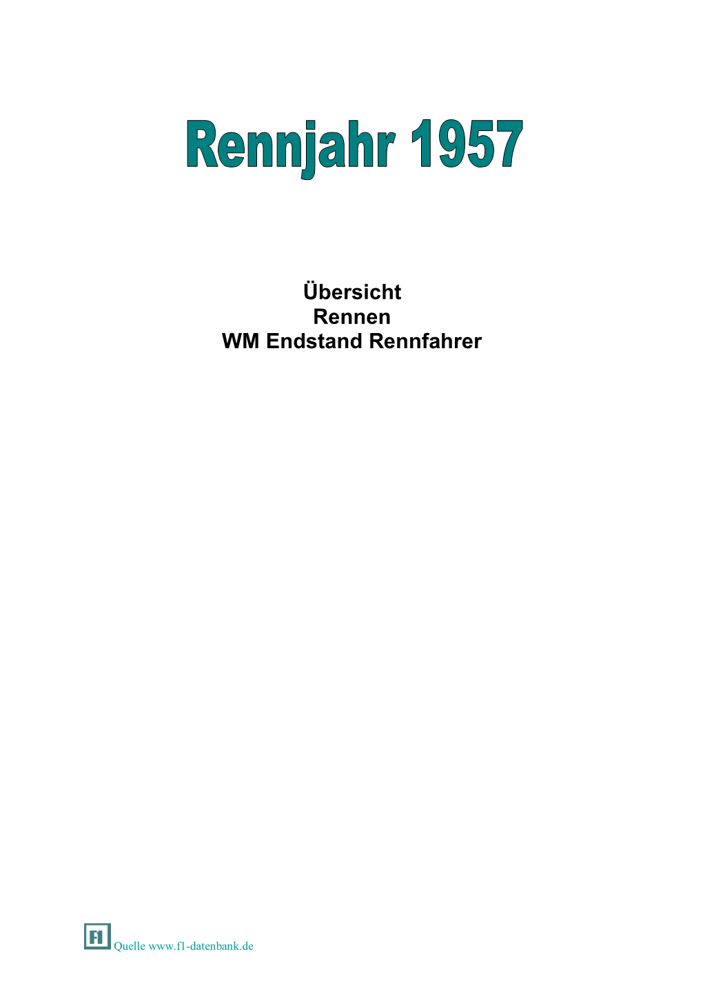 Übersicht Rennen WM Endstand Rennfahrer