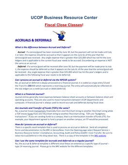 UCOP Business Resource Center Fiscal Close Classes!