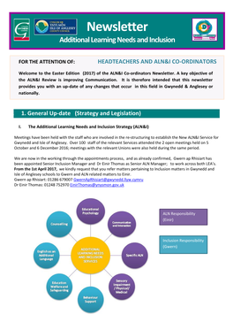 Newsletter Additional Learning Needs and Inclusion