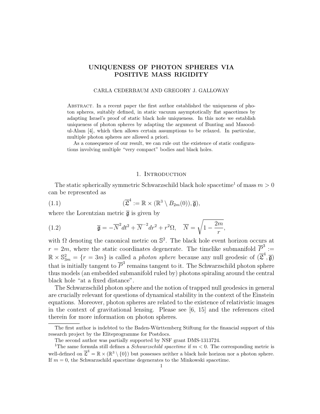 Uniqueness of Photon Spheres Via Positive Mass Rigidity