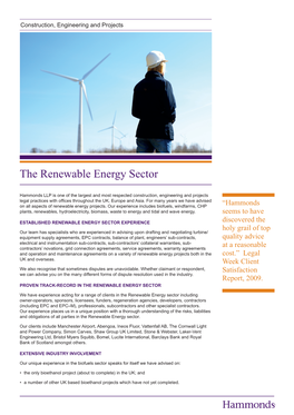 The Renewable Energy Sector