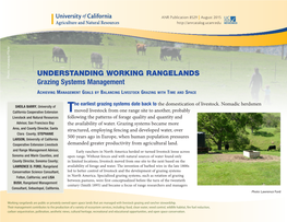 Understanding Working Rangelands: Grazing Systems Management