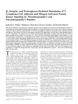 Thrombospondin-1 Peptides Signaling by Thrombospondin-1