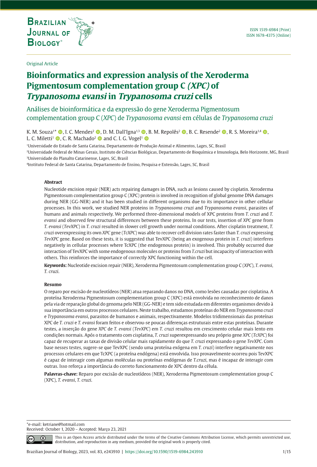 Bioinformatics and Expression Analysis of the Xeroderma