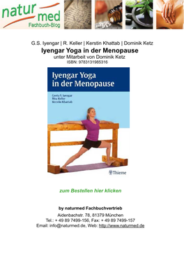 Iyengar Yoga in Der Menopause Unter Mitarbeit Von Dominik Ketz ISBN: 9783131985316