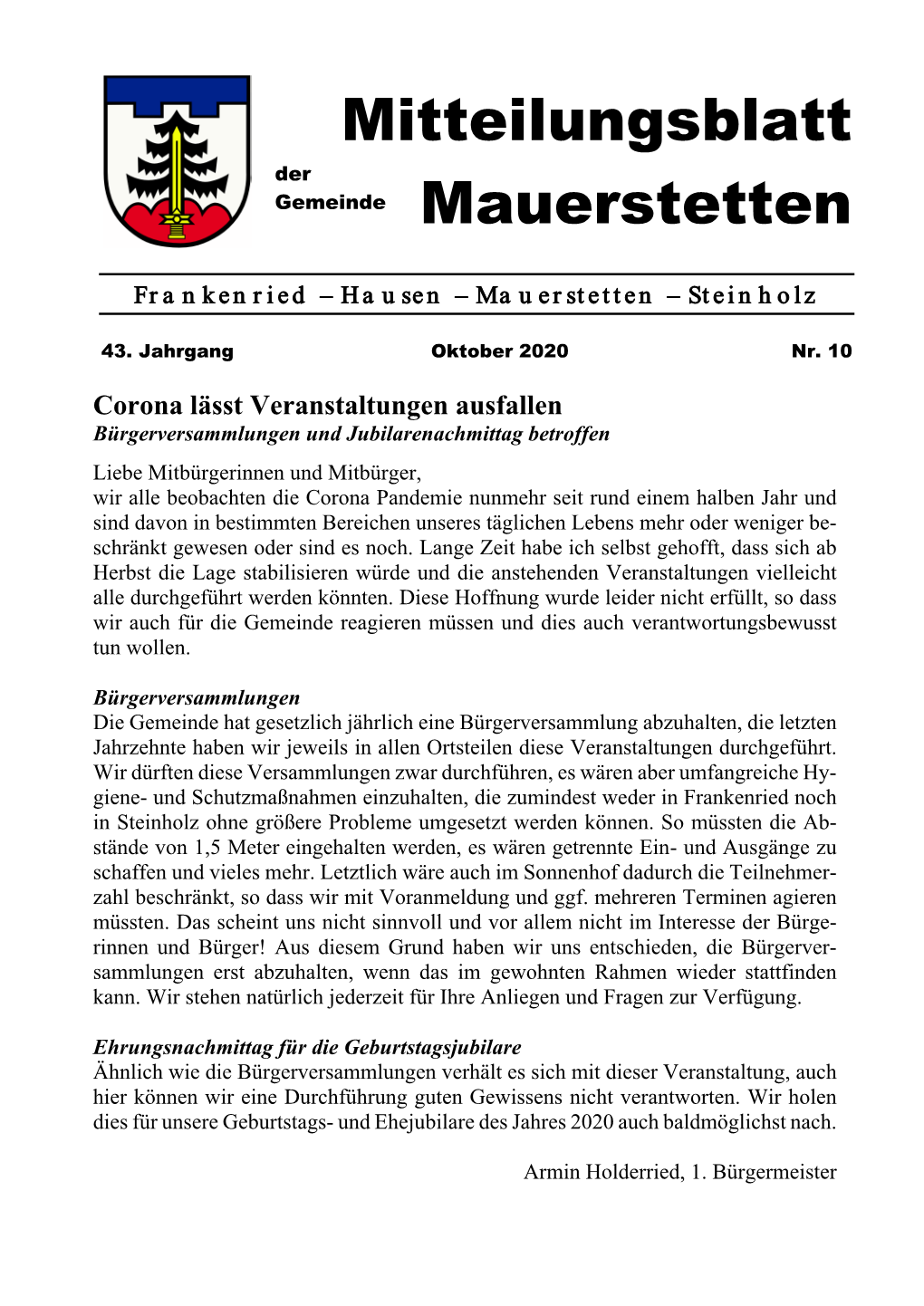 Mitteilungsblatt Mauerstetten