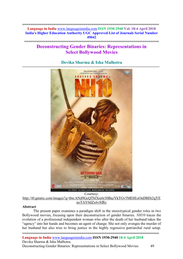 Deconstructing Gender Binaries: Representations in Select Bollywood Movies