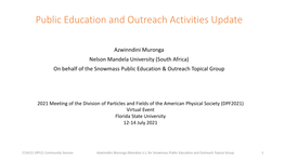 Public Education and Outreach Activities Update
