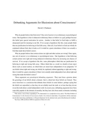 Debunking Arguments for Illusionism About Consciousness∗