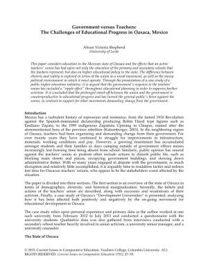 The Challenges of Educational Progress in Oaxaca, Mexico