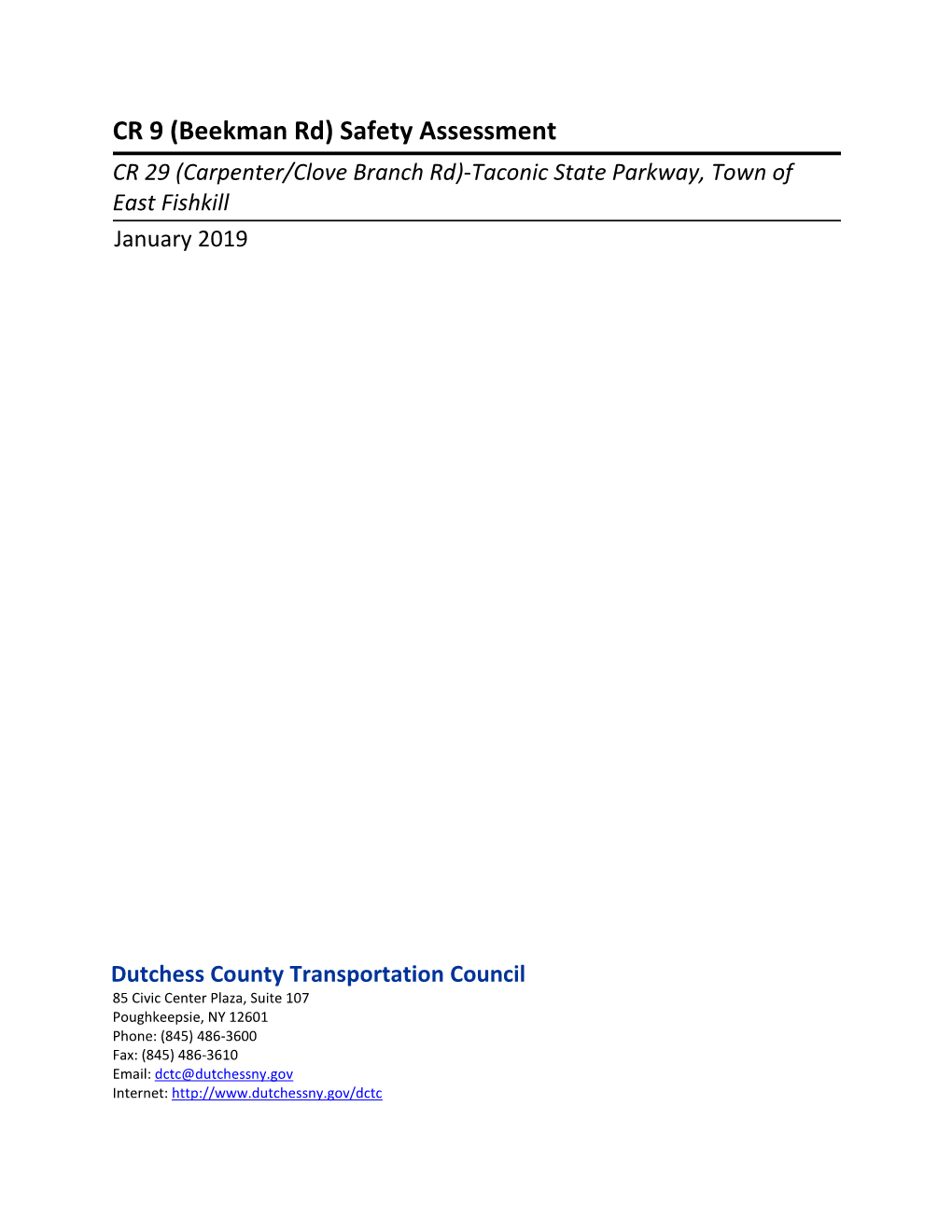 FINAL CR 9 (Beekman Rd) Safety Assessment Report
