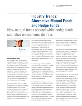 Industry Trends: Alternative Mutual Funds and Hedge Funds New Mutual Funds Abound While Hedge Funds Capitalize on Economic Distress