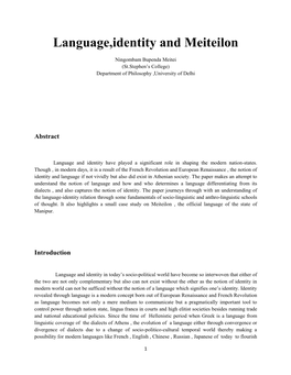 Language,Identity and Meiteilon