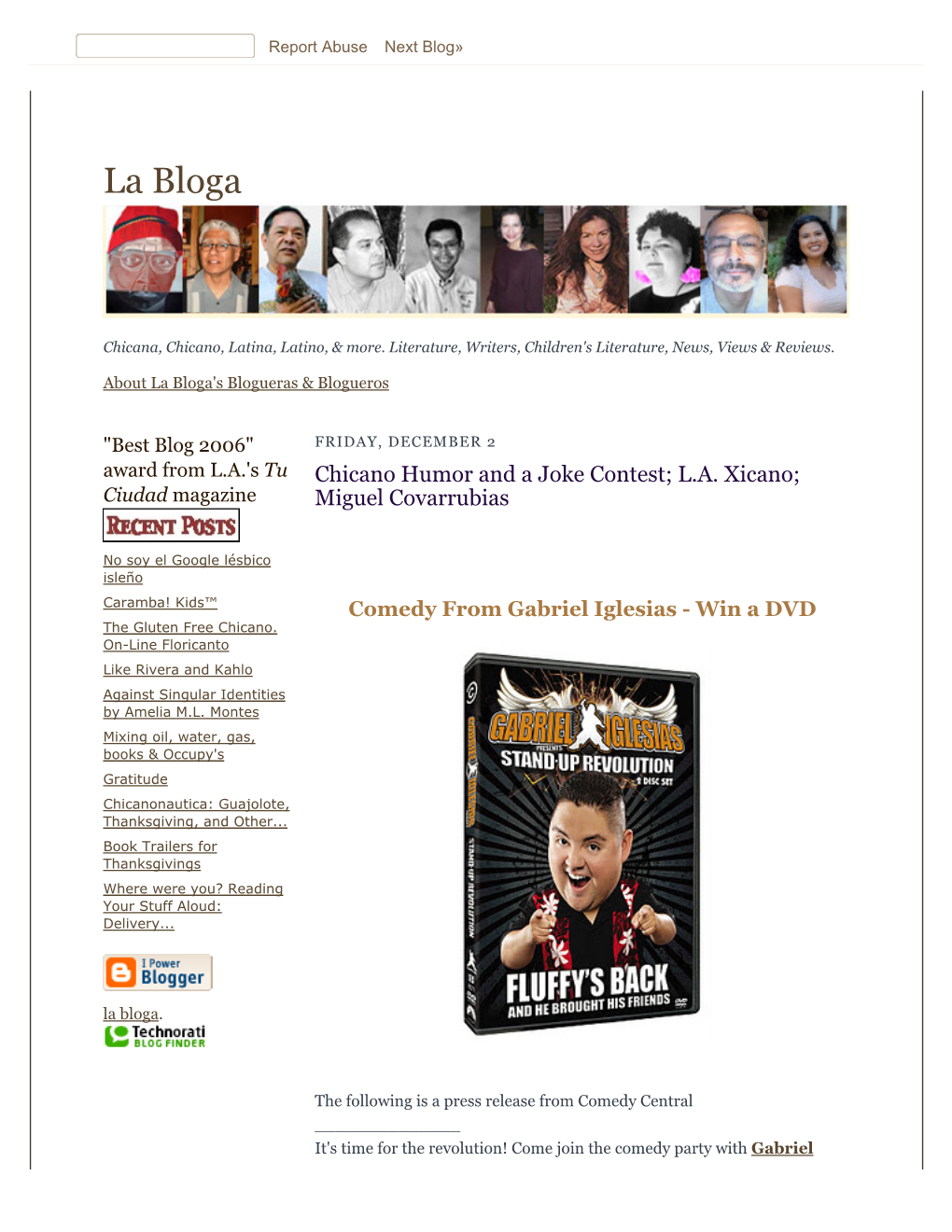 La Bloga Chicano Humor and a Joke Contest; L.A. Xicano