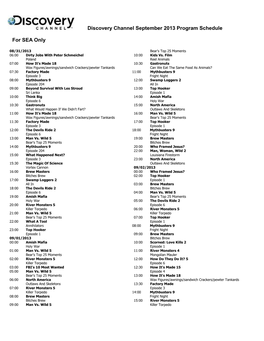 Discovery Channel September 2013 Program Schedule