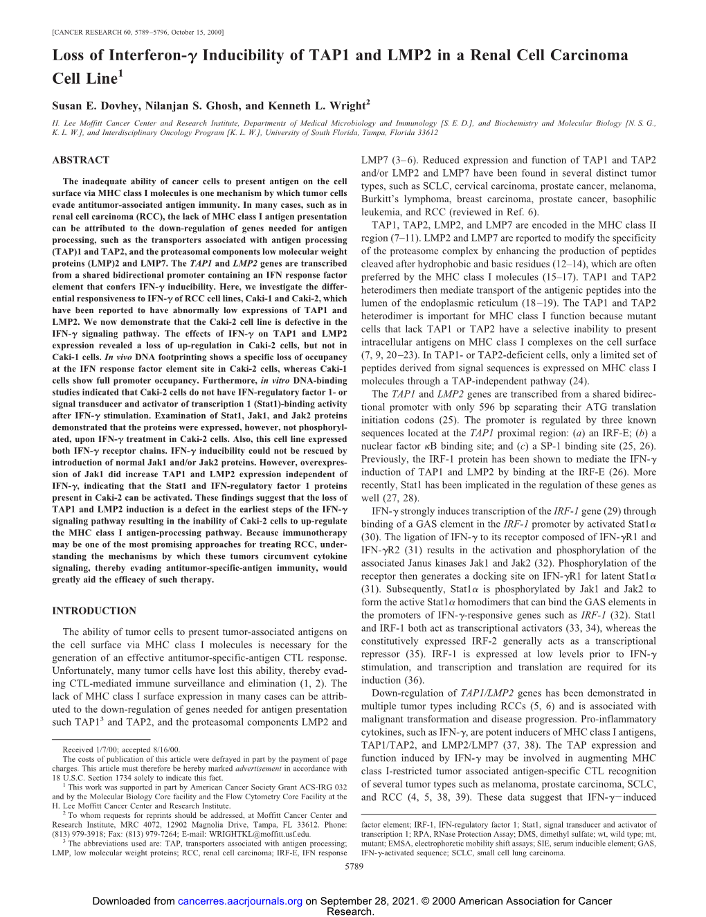 Inducibility of TAP1 and LMP2 in a Renal Cell Carcinoma Cell Line1