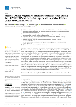Medical Device Regulation Efforts for Mhealth Apps During the COVID-19 Pandemic—An Experience Report of Corona Check and Corona Health