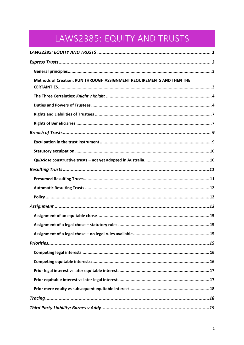 Equity and Trusts