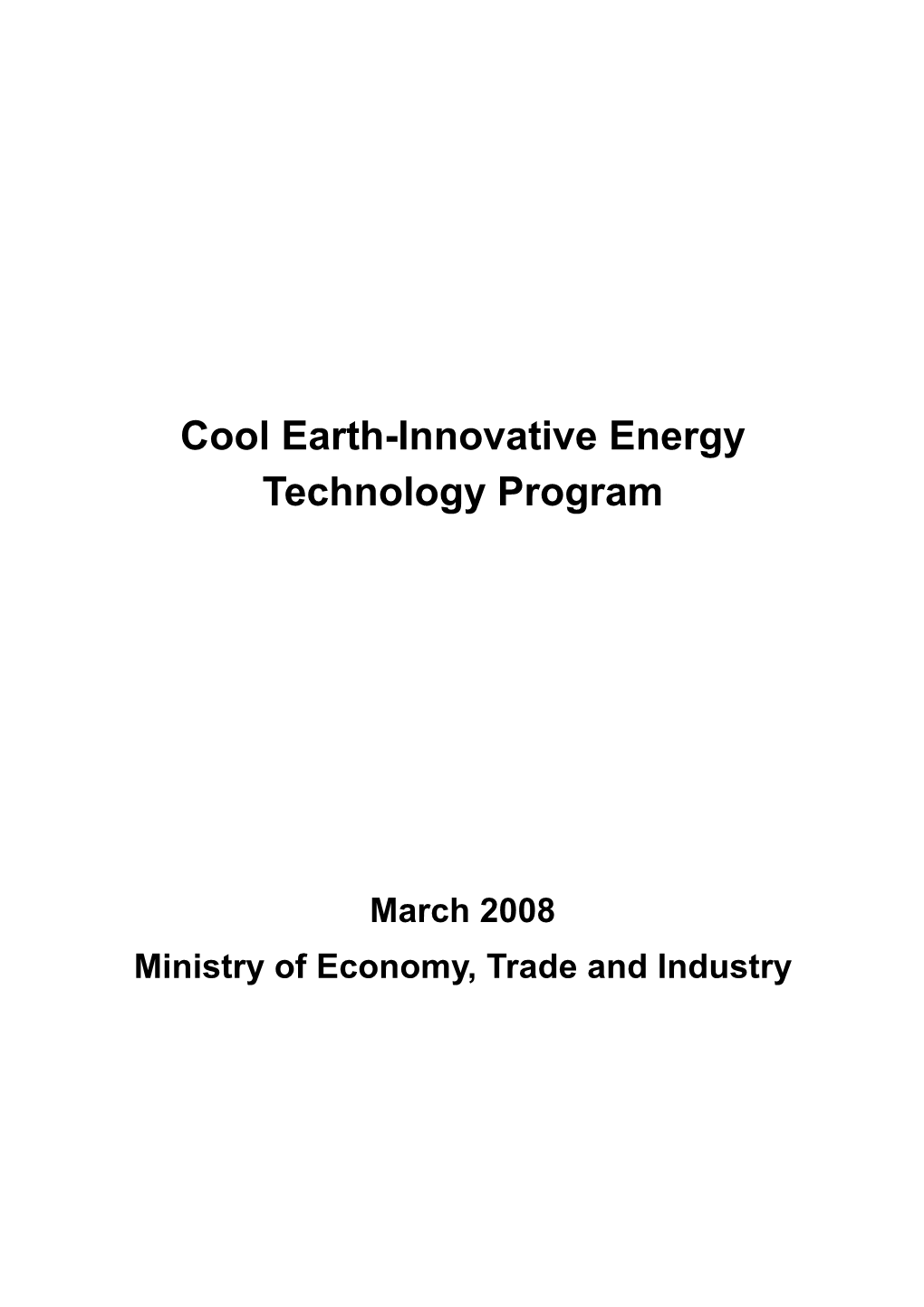 Cool Earth-Innovative Energy Technology Program