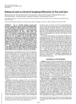 Enhanced and Accelerated Lymphoproliferation in Fas