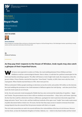 Royal Flush | the Washington Institute