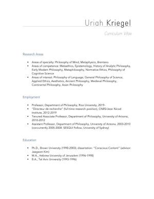 Kriegel's CV, Organized