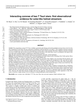 Interacting Coronae of Two T Tauri Stars: First Observational Evidence