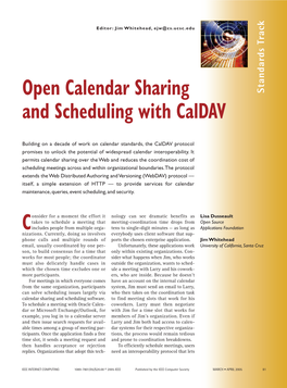 Open Calendar Sharing and Scheduling with Caldav