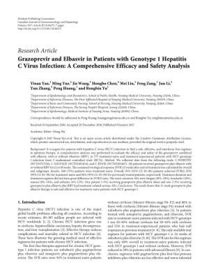 Grazoprevir and Elbasvir in Patients with Genotype 1 Hepatitis C Virus Infection: a Comprehensive Efficacy and Safety Analysis