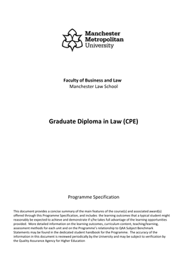 Graduate Diploma in Law (CPE)