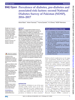 Second National Diabetes Survey of Pakistan (NDSP), 2016–2017