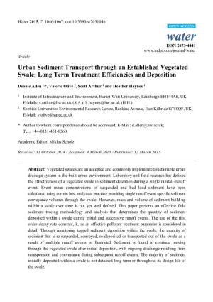 Urban Sediment Transport Through an Established Vegetated Swale: Long Term Treatment Efficiencies and Deposition