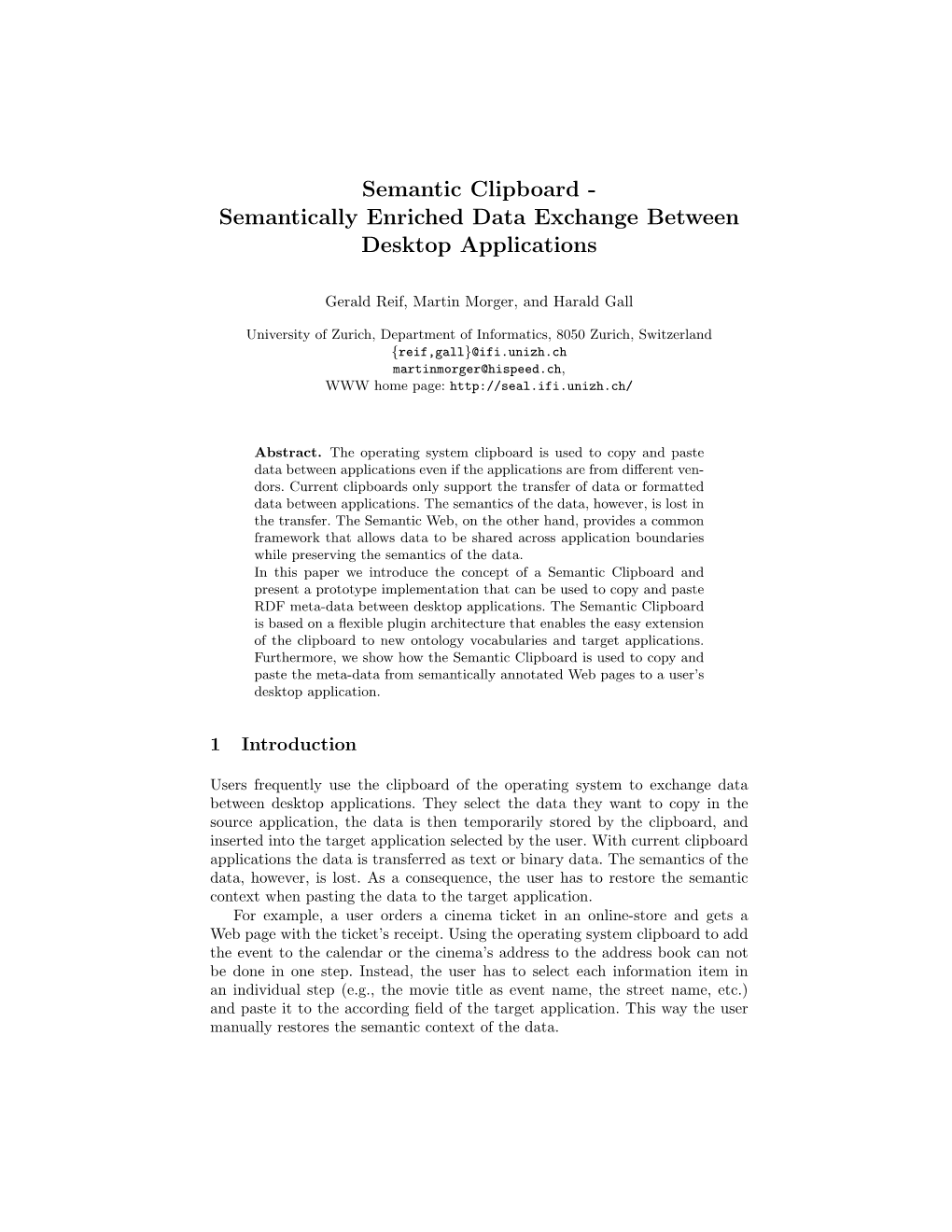 Semantic Clipboard - Semantically Enriched Data Exchange Between Desktop Applications