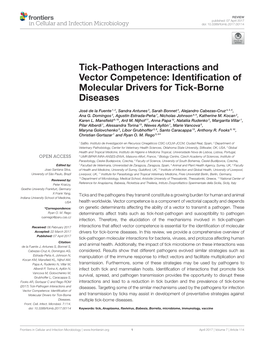 Tick-Pathogen Interactions and Vector Competence: Identiﬁcation of Molecular Drivers for Tick-Borne Diseases