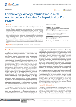 Epidemiology, Virology, Transmission, Clinical Manifestation and Vaccine for Hepatitis Virus B: a Review